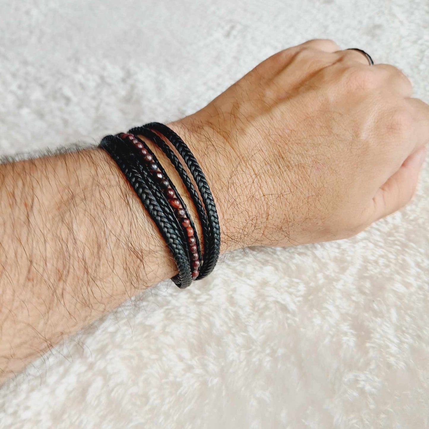 Multi Strap with Tiger Eye Leather Bracelets for Men