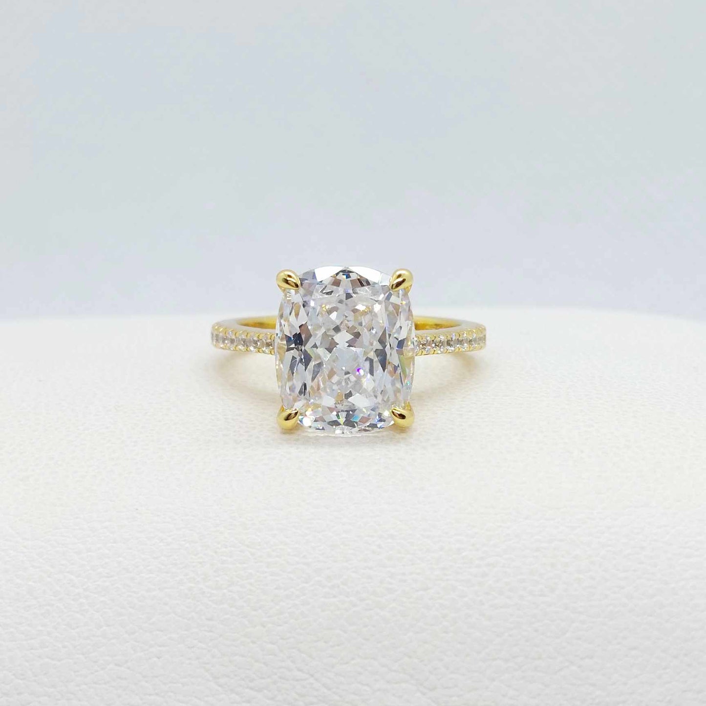 Sona Diamond 6ct Ring in Gold Plated Sterling Silver Lab Created