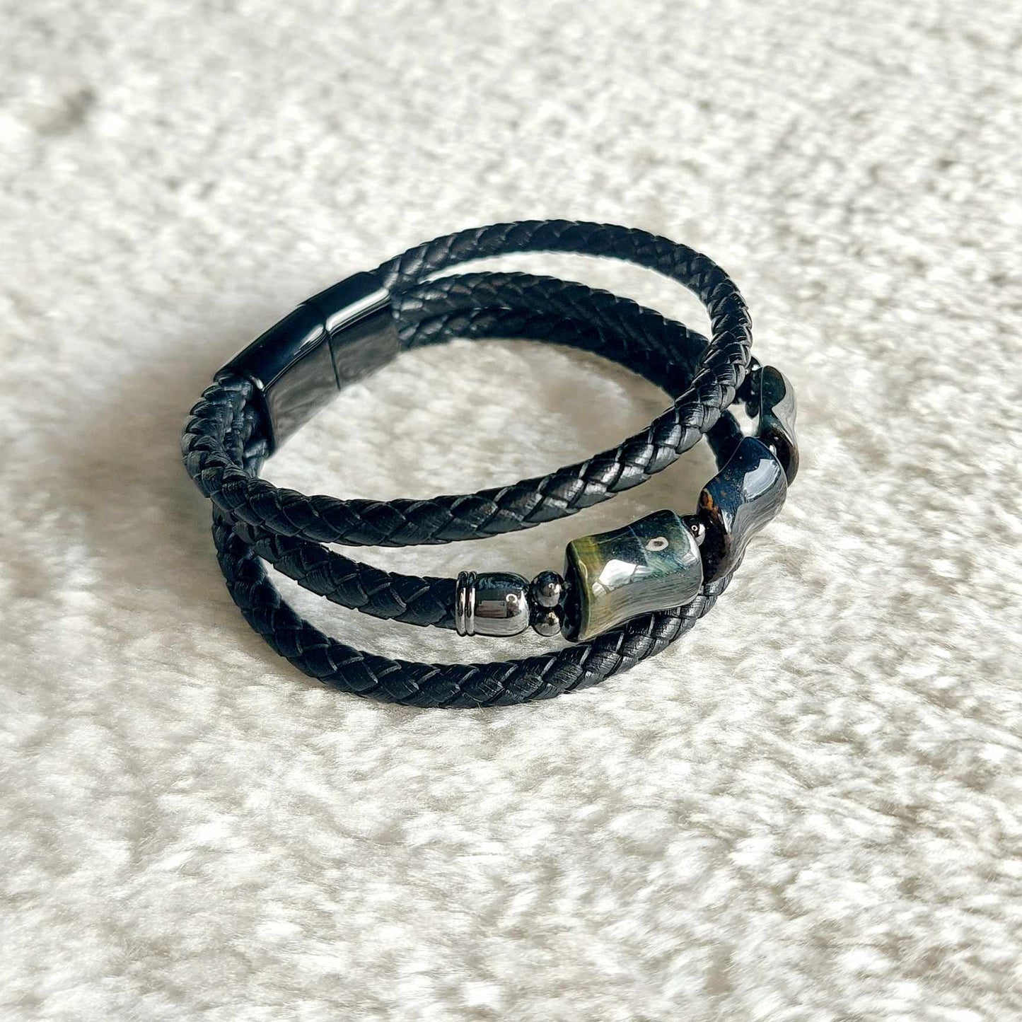 Tiger Eye with Leather Bracelets for Men