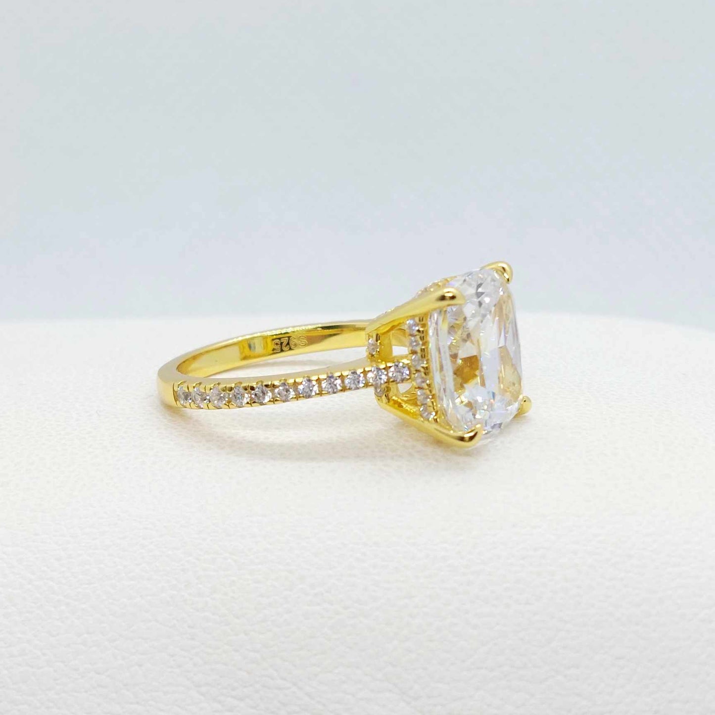 Sona Diamond 6ct Ring in Gold Plated Sterling Silver Lab Created