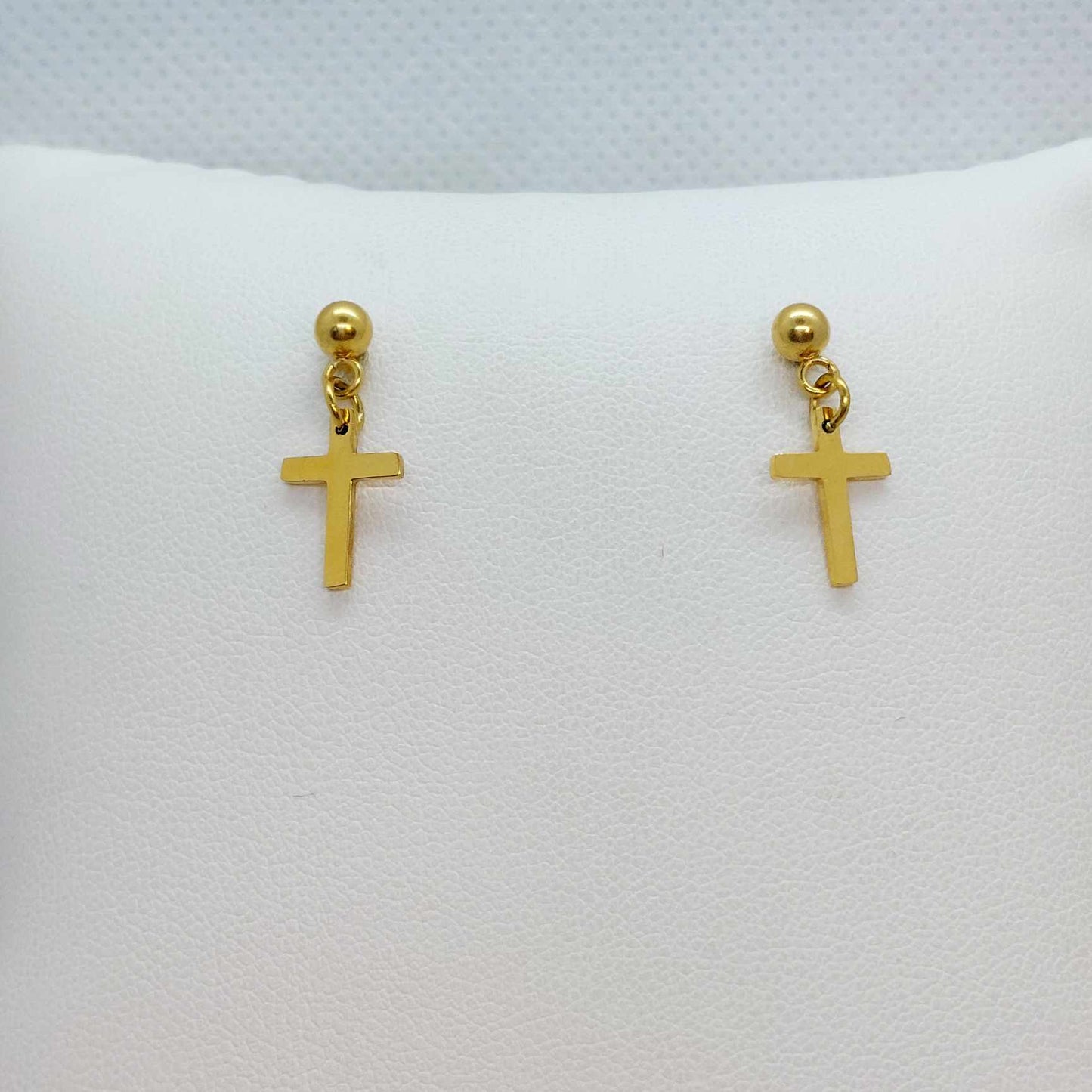 Cross Stud Earrings in Gold Plated Stainless Steel