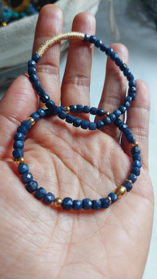Natural Sapphire Stone Bracelet with 4mm Stones