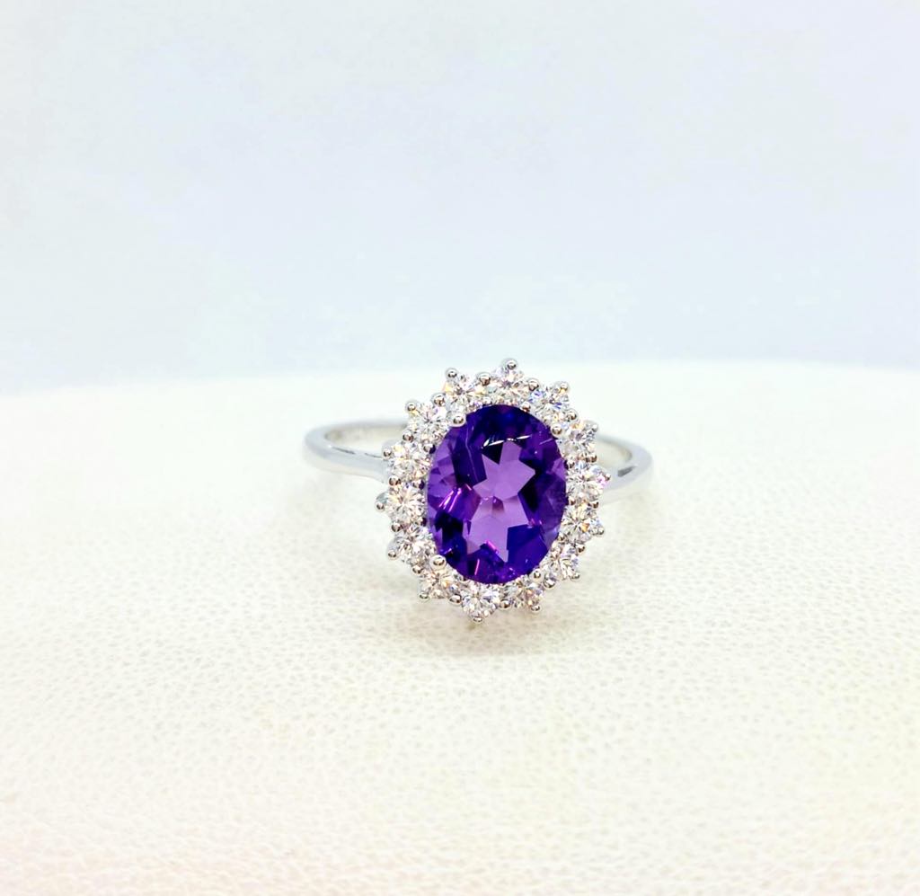 Natural Amethyst Ring with 2ct Stone in Sterling Silver