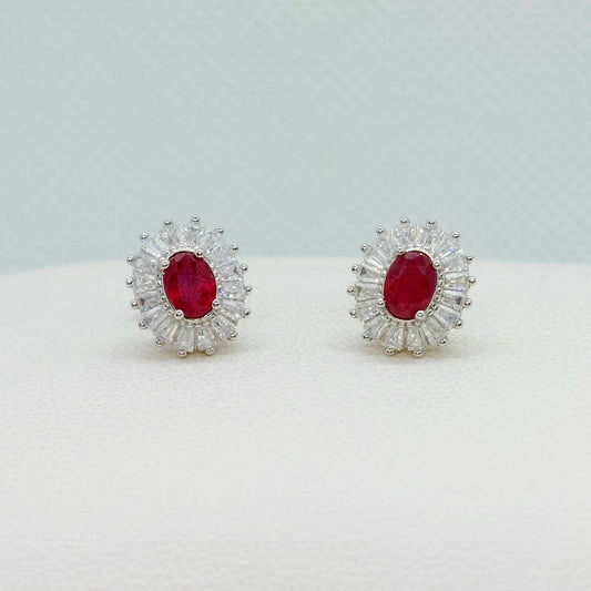 Natural Ruby Stud Earrings with 0,8ct stones in Sterling Silver