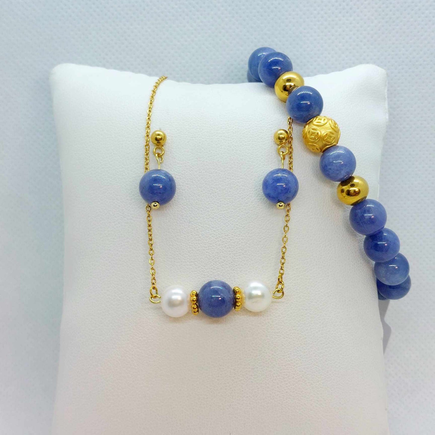 Natural AAA Tanzanite Stone Set in Stainless Steel Gold Plated
