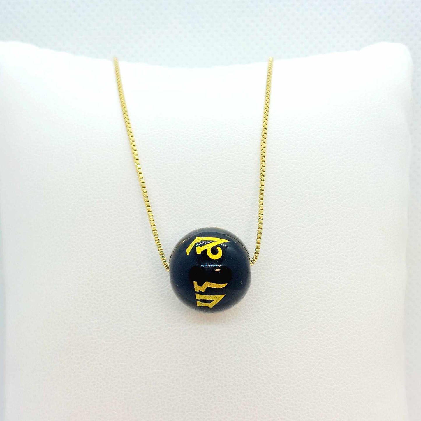 Natural Obsidian Choker Pendant with Gold Plated Stainless Steel Chain Necklace