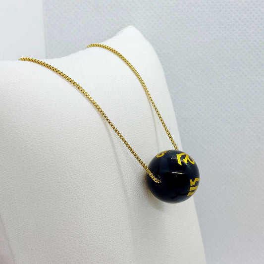 Natural Obsidian Choker Pendant with Gold Plated Stainless Steel Chain Necklace