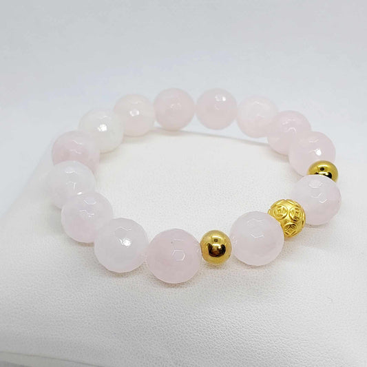 Natural Faceted Rose Quartz Bracelet in 12mm Stones