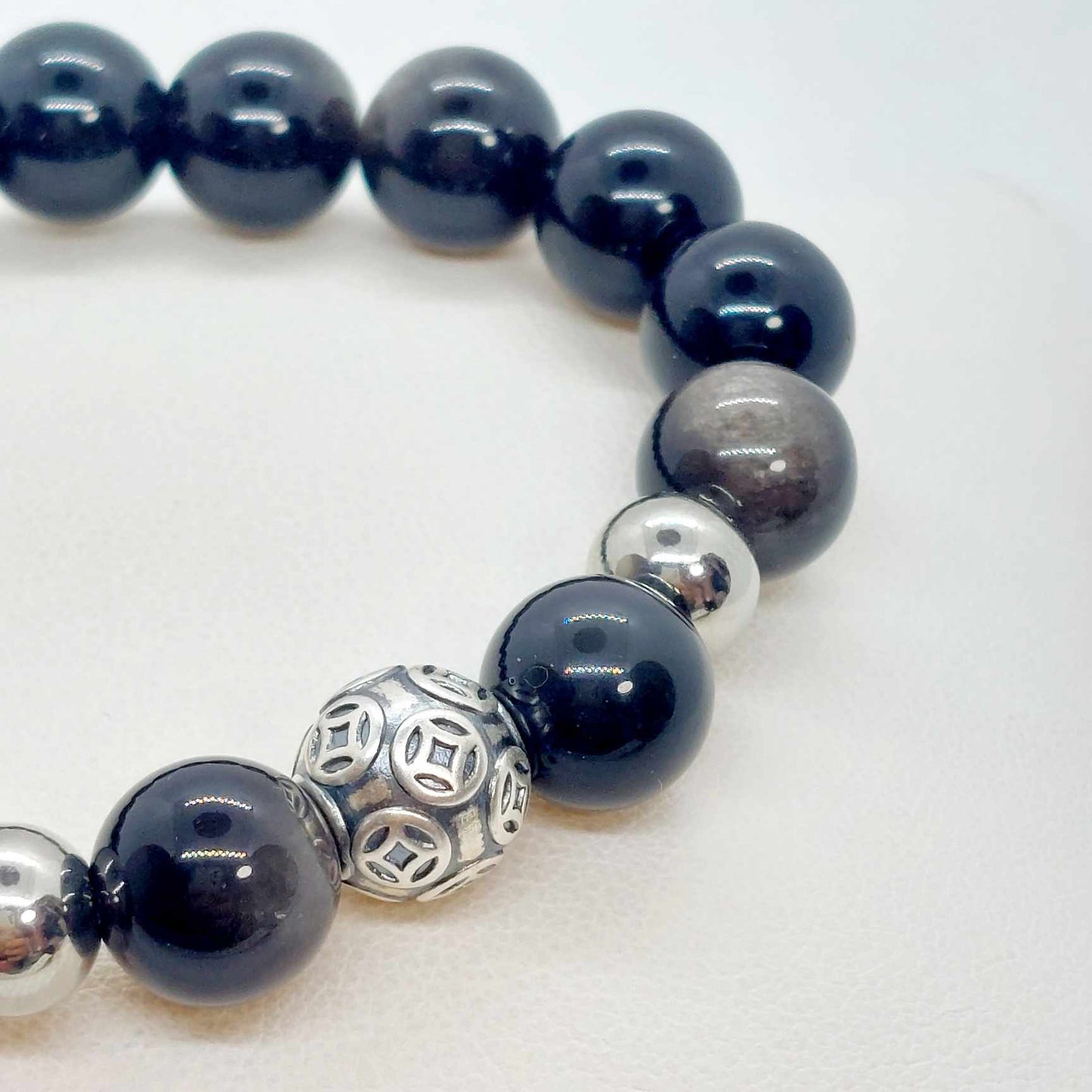 Natural Obsidian Bracelet in 10mm Stones