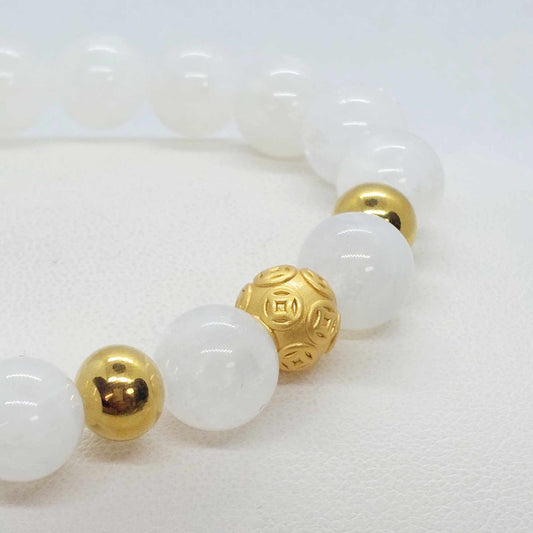 Natural Rainbow Moonstone Bracelet in 10mm Stones