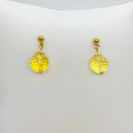 Natural Citrine Stud Earrings with 10-12mm stones in Stainless Steel