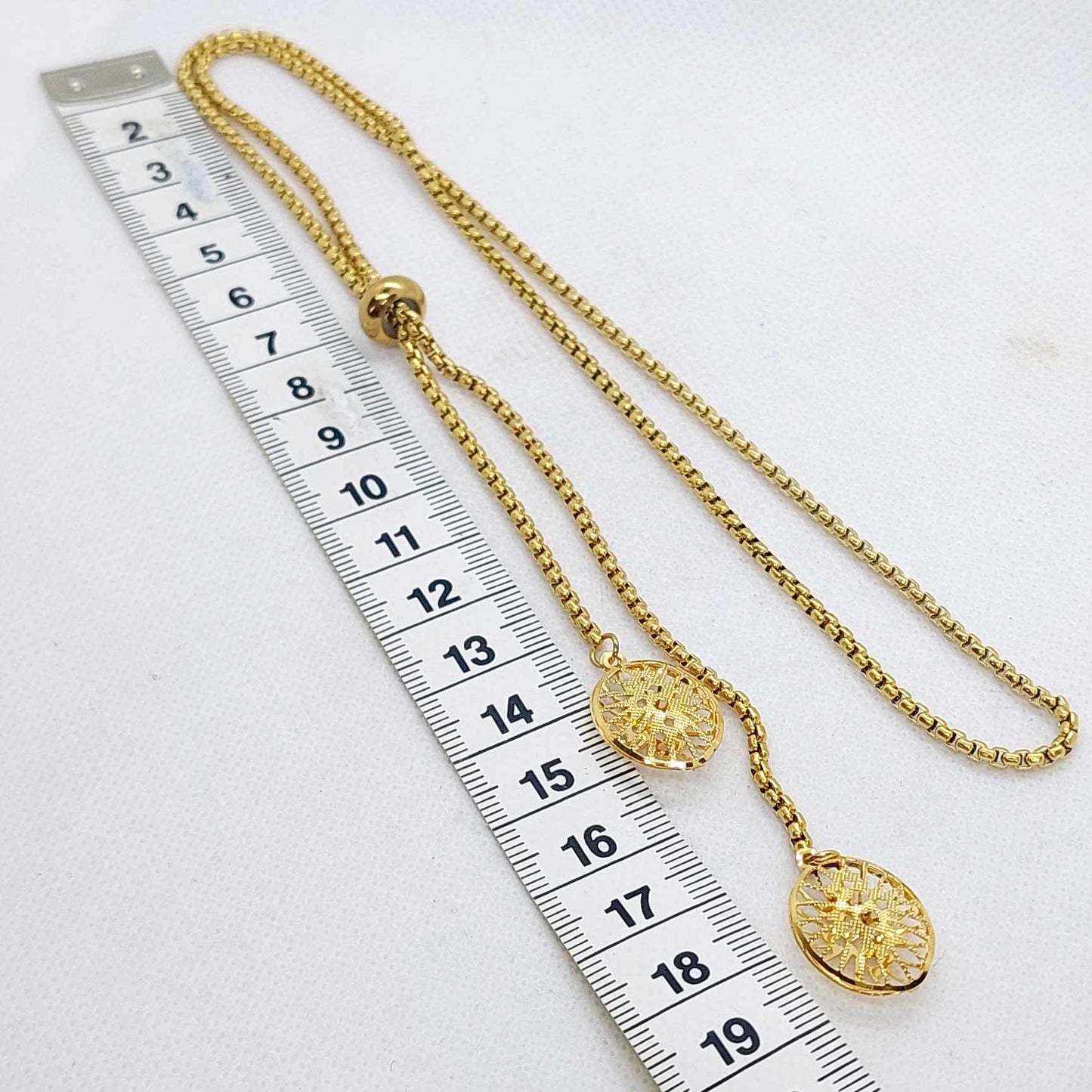 Sliding Chain Necklace in Stainless Steel Gold Plated