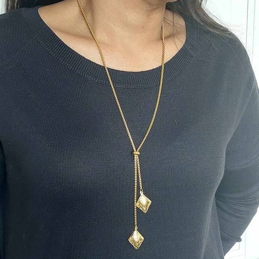Sliding Chain Necklace in Stainless Steel Gold Plated
