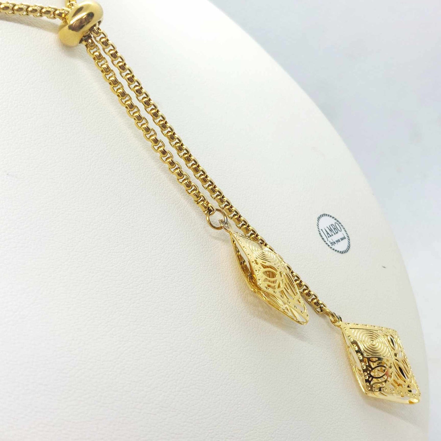 Sliding Chain Necklace in Stainless Steel Gold Plated