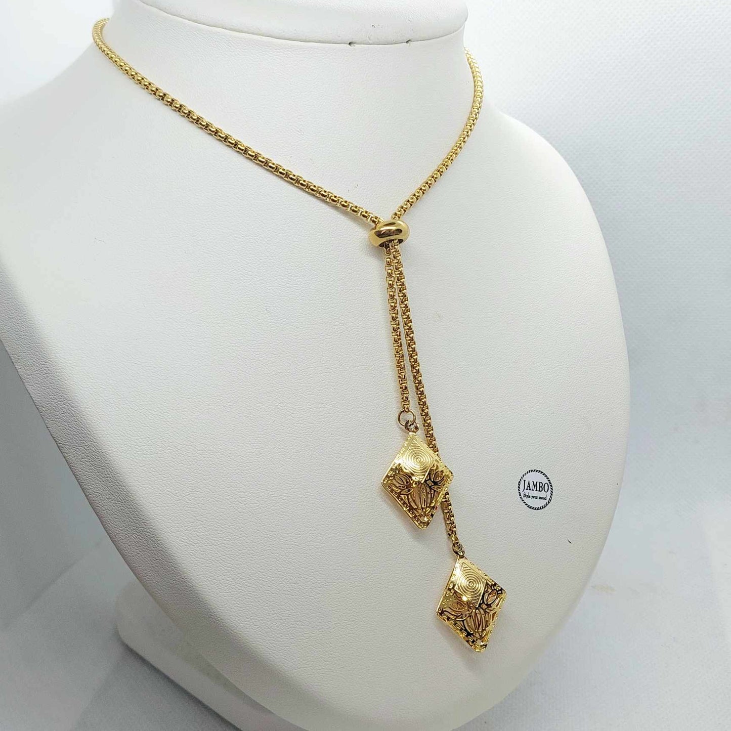 Sliding Chain Necklace in Stainless Steel Gold Plated