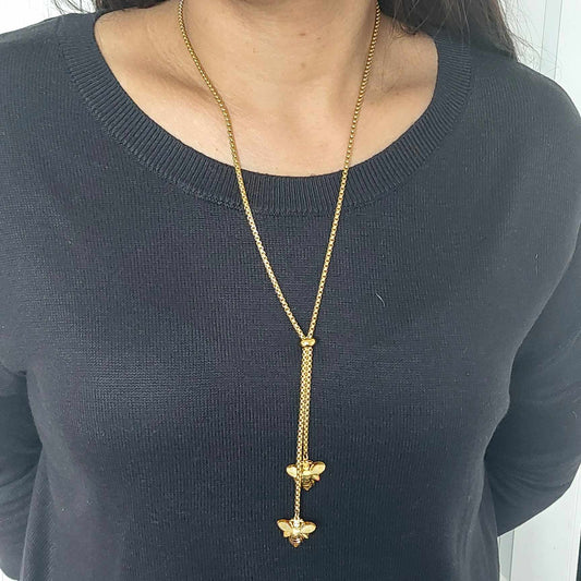 Sliding Chain Necklace in Stainless Steel Gold Plated