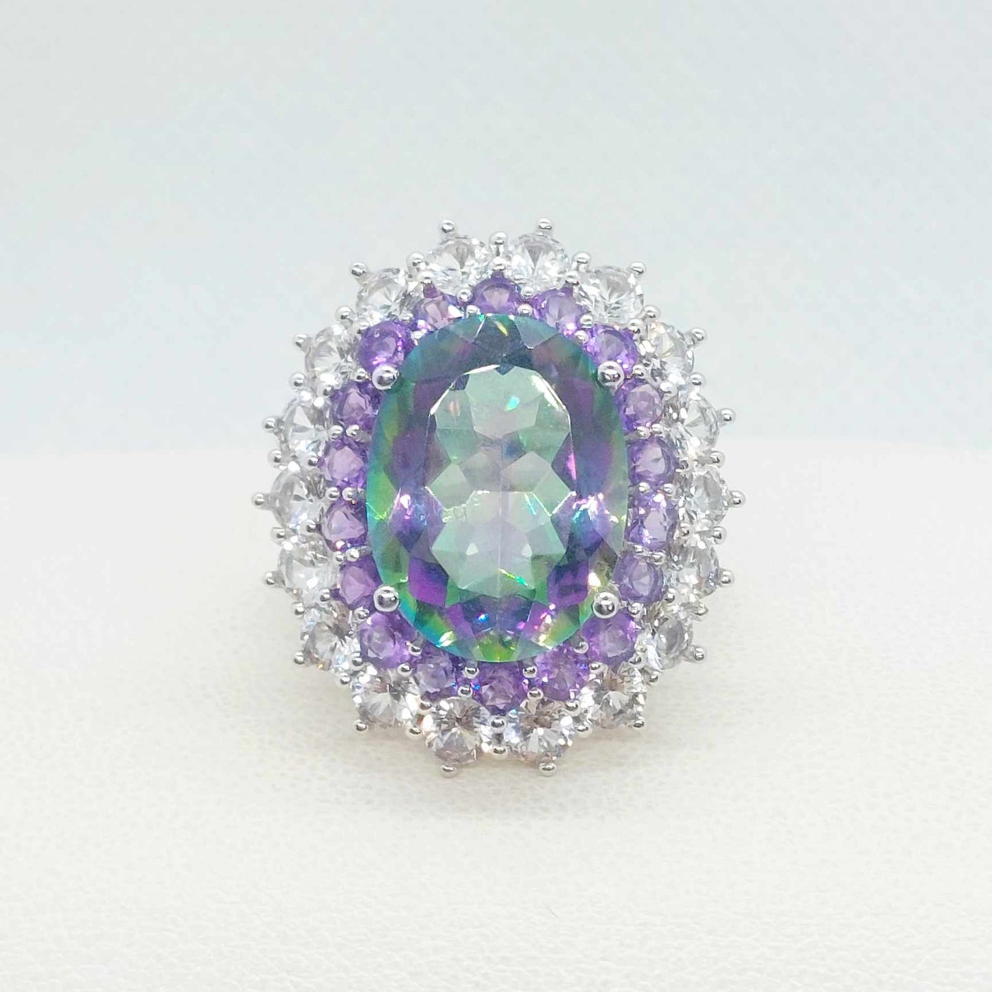 Natural 9ct Fire Topaz Ring in Sterling Silver