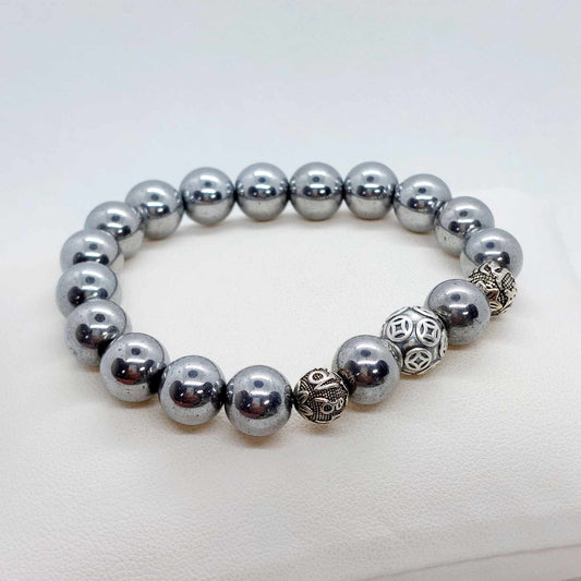 Natural Polished Hematite Bracelet with 10mm Stones