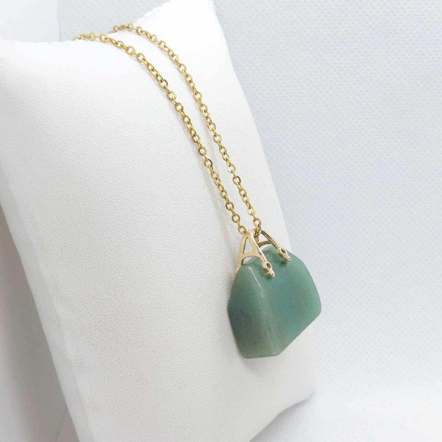 Natural Green Aventurine Handbag Pendant with Gold Plated Stainless Steel Chain Necklace