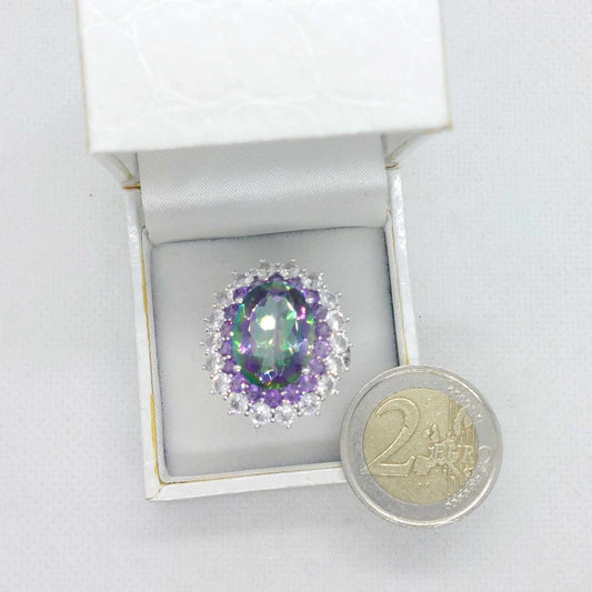 Natural 9ct Fire Topaz Ring in Sterling Silver