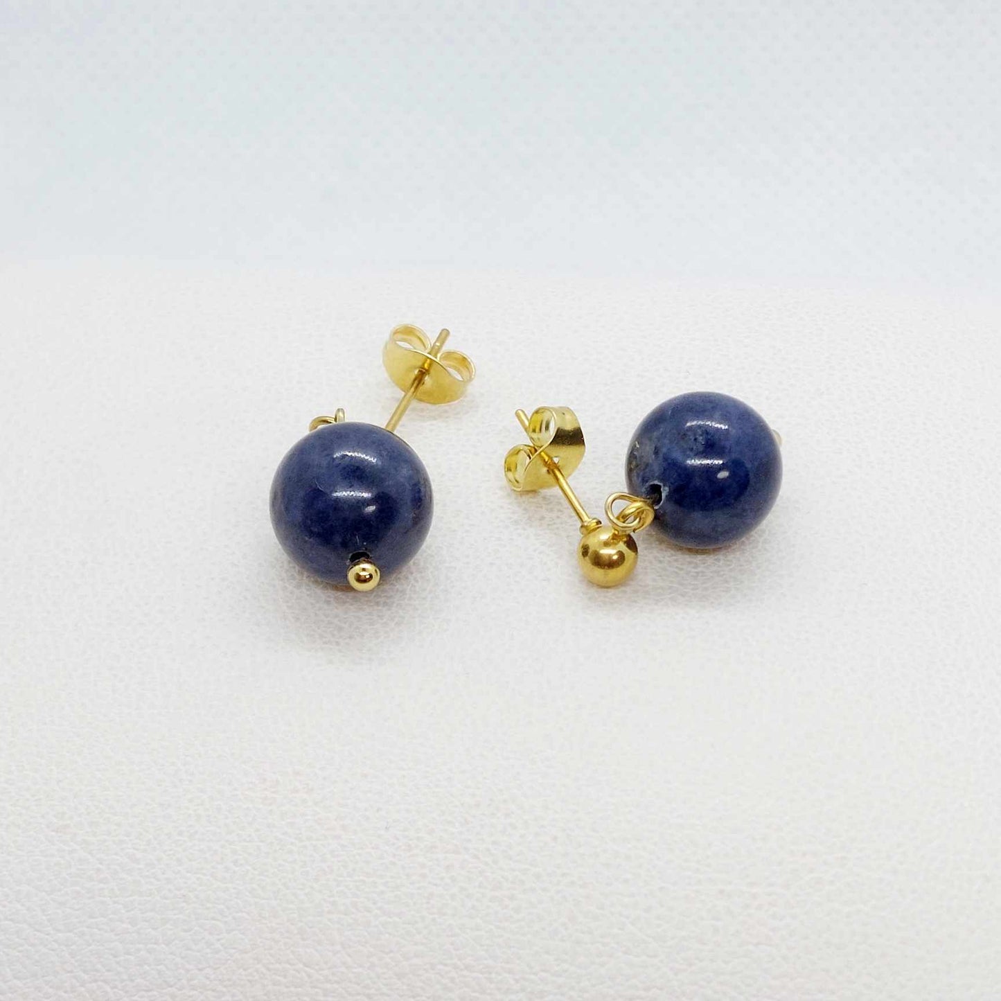 Natural Sapphire 10mm stones in Stainless Steel Gold Plated