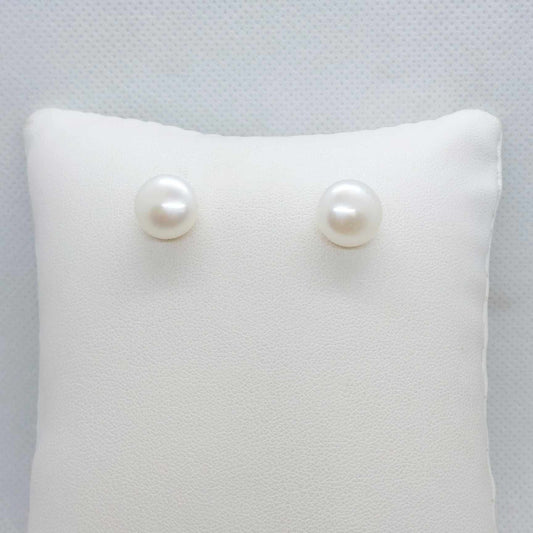 Natural Freshwater Pearl Stud Earrings with 12mm Stones in Sterling Silver