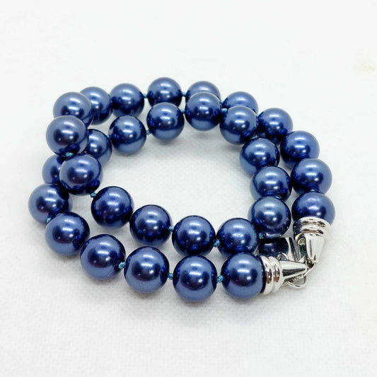 Blue Shell Pearl Choker Necklace in 12mm Stones 16inches