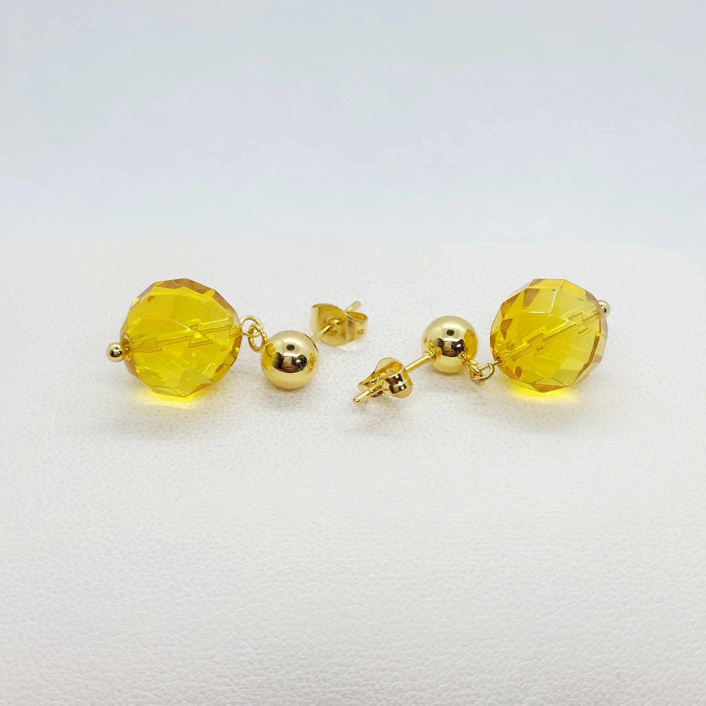 Natural Citrine Stud Earrings with 10-12mm stones in Stainless Steel