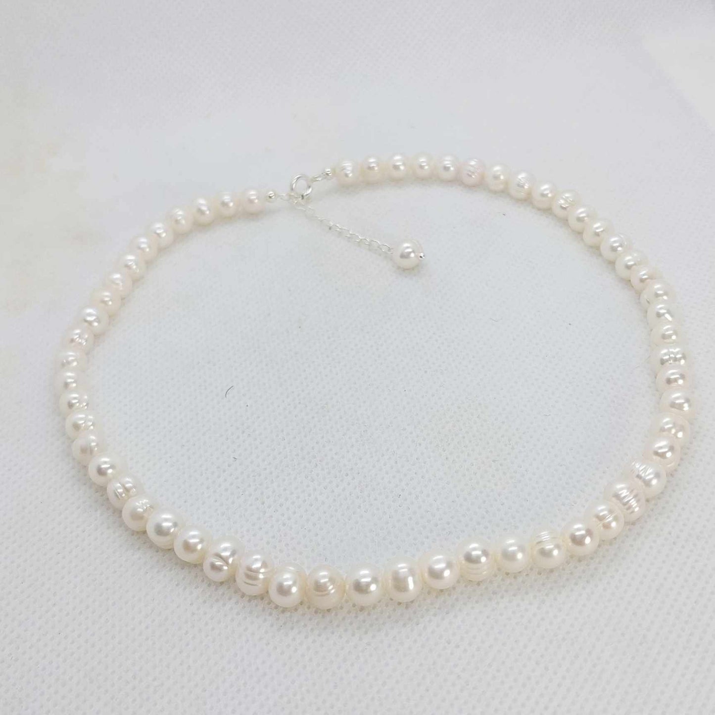 Natural Freshwater Pearl Choker Necklace with 7-8mm stones 15-16inches
