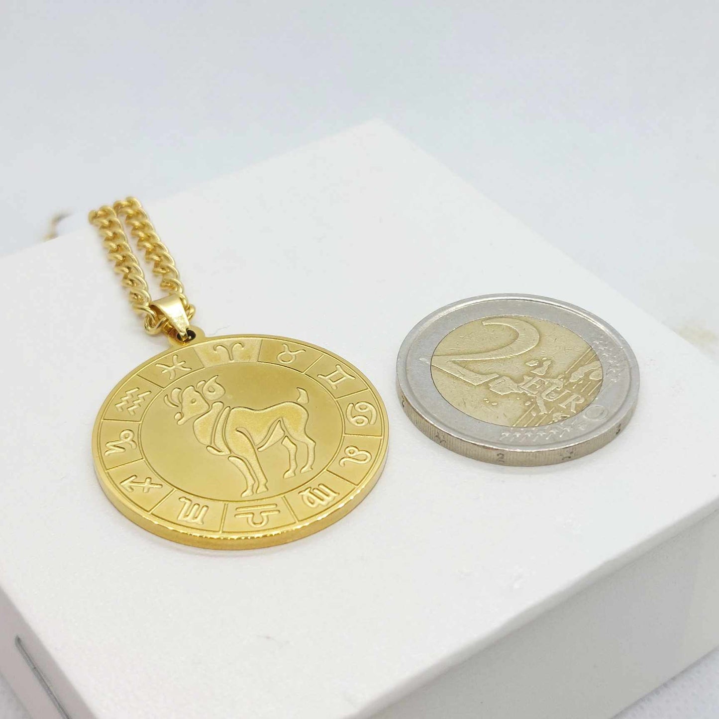 Aries Star Sign Pendant with Gold Plated Stainless Steel Chain Necklace