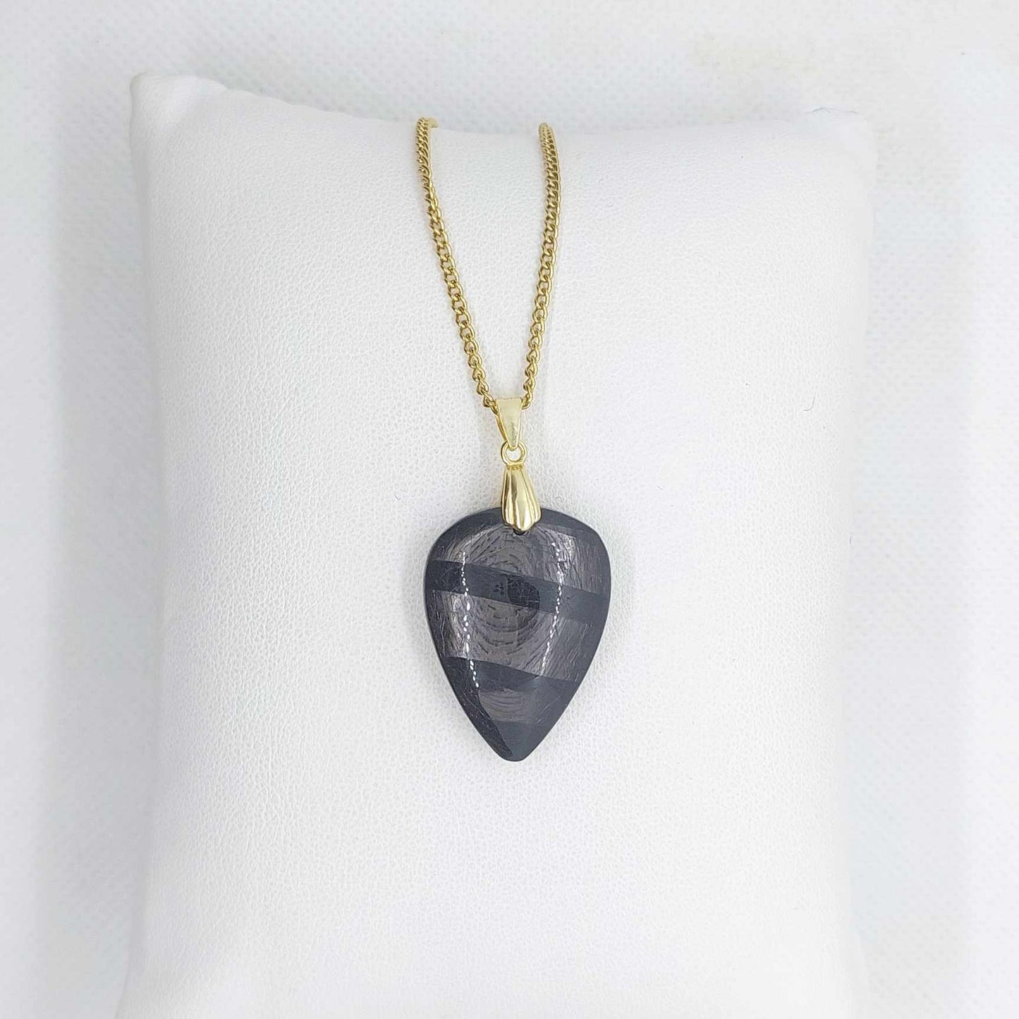 Natural Hypersthene Stone Pendant with Stainless Steel Gold Plated Necklace Chain