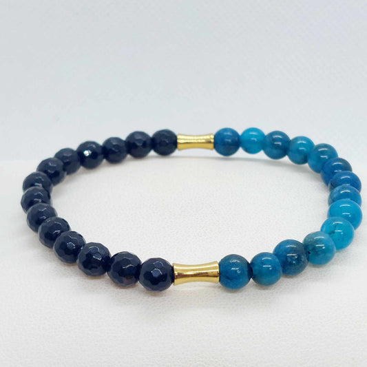 Apatite meets Onyx Bracelet in 6mm Natural Stones