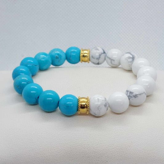 Turquoise meets White Howlite Bracelet in 1Omm Natural Stones
