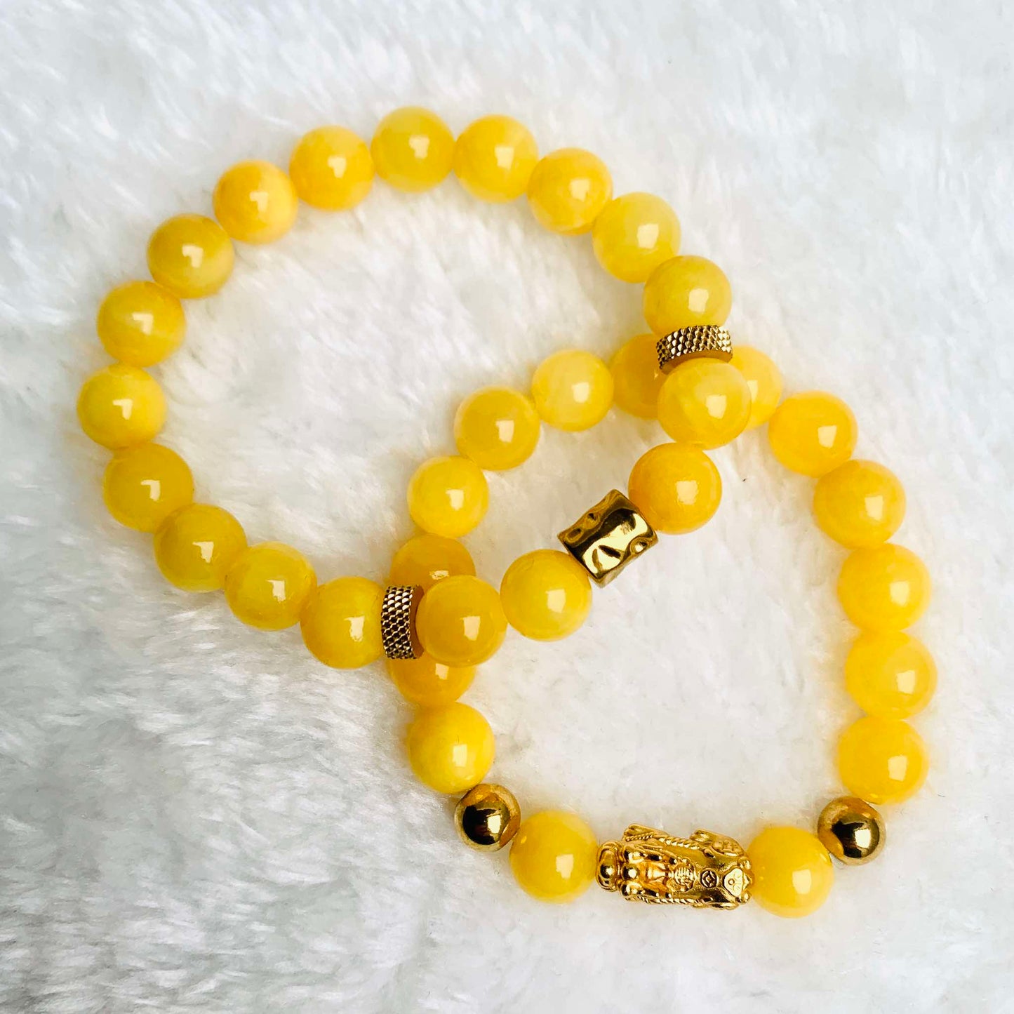 Natural Yellow Jade Bracelet with 1Omm Stones