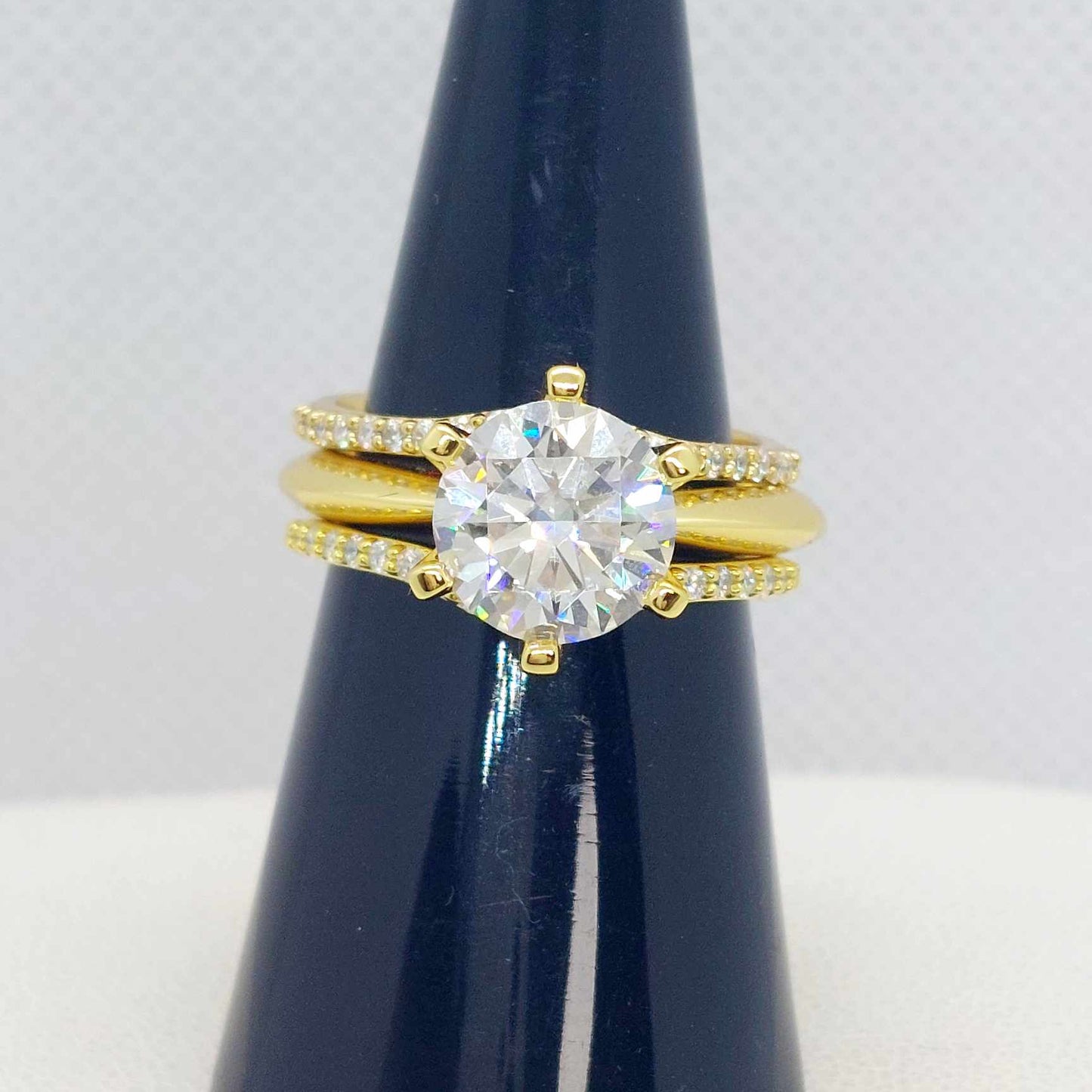 3ct Moissanite Diamond Ring in Gold Plated Sterling Silver