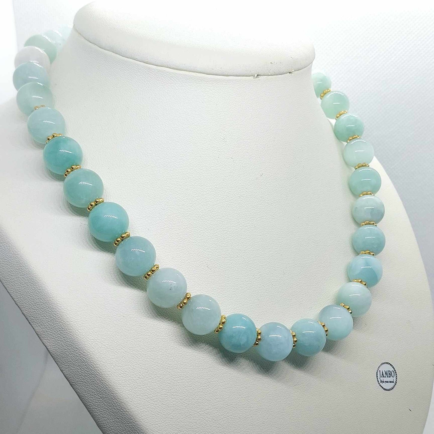 Natural Burmese Jade Choker Necklace in 12mm Stones