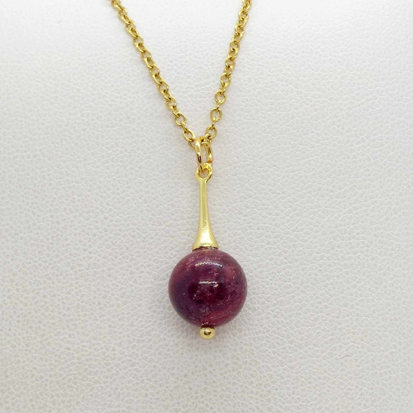 Natural AAA Ruby Stone Pendant with Gold Plated Stainless Steel Chain Necklace