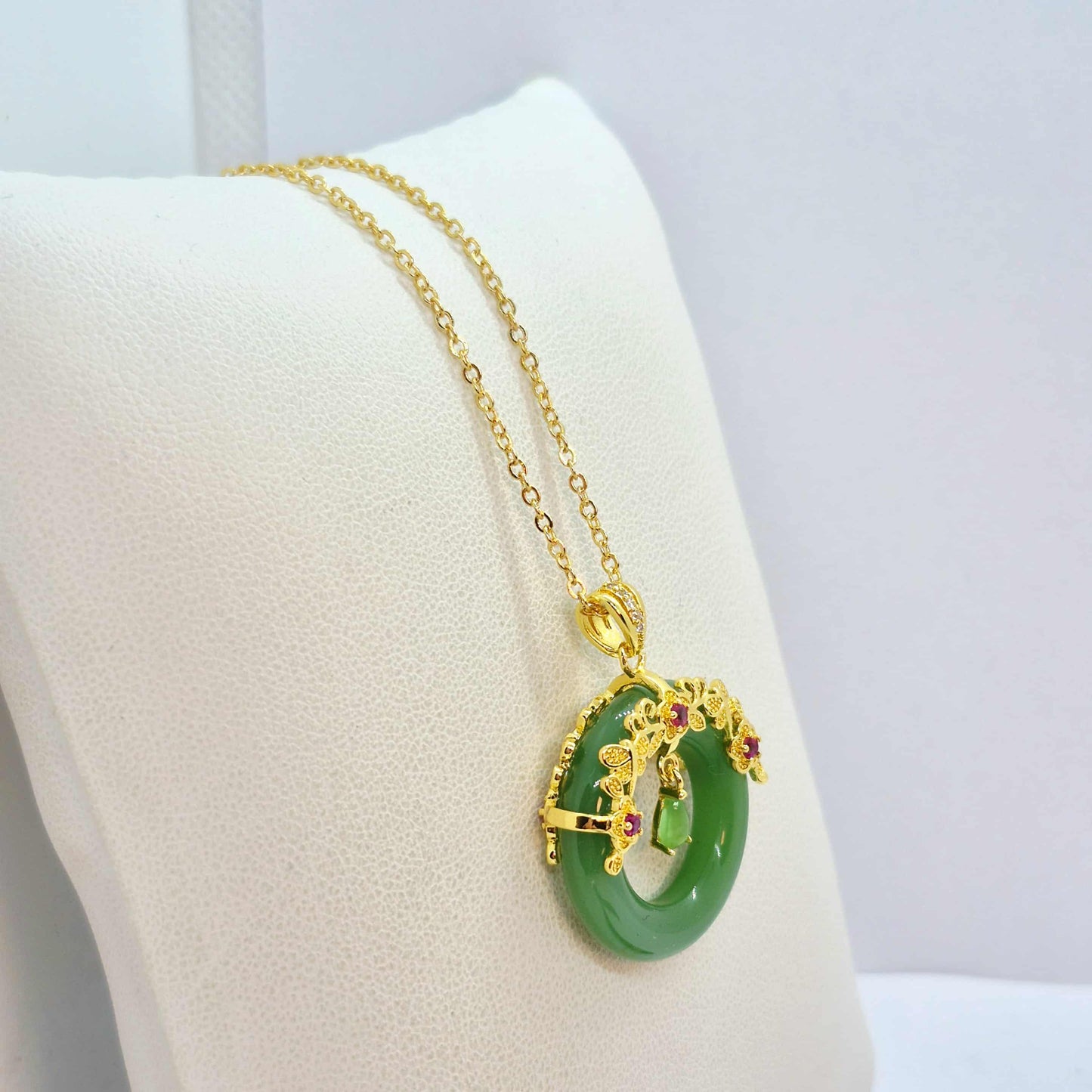 Natural Hetian Jade Pendant Silver Plated with Chain Necklace