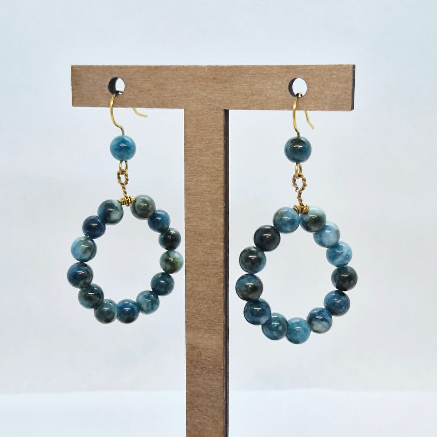 Natural Apatite Dangle Earrings in Stainless Steel Gold Plated
