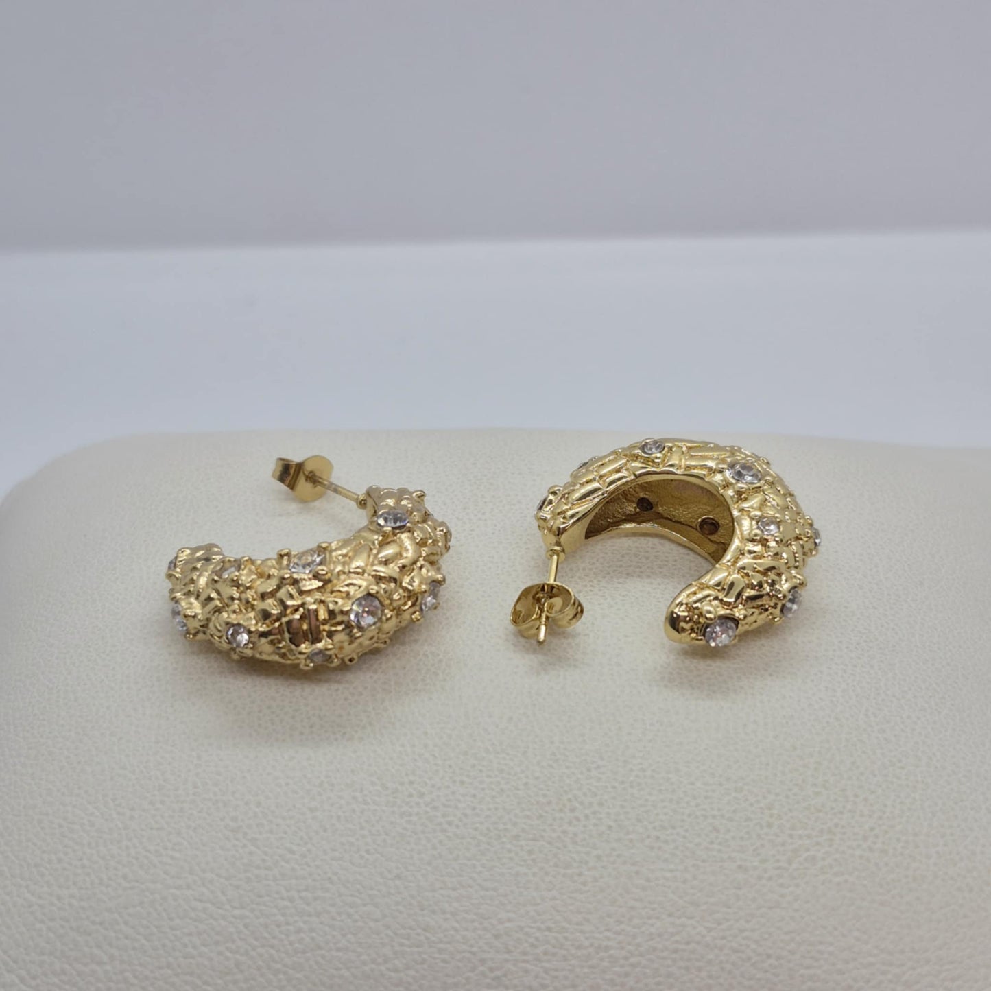 Large Half Hoop Earrings in Gold Plated Stainless Steel