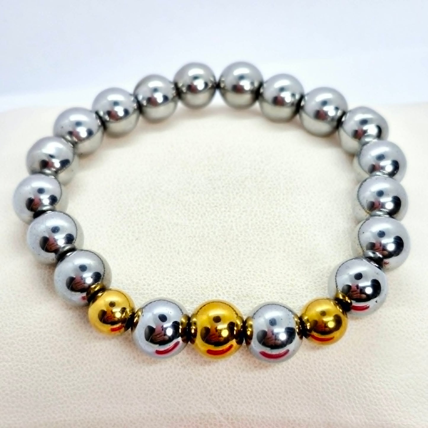 Natural Faceted Polished Hematite Bracelet with 10mm Stones