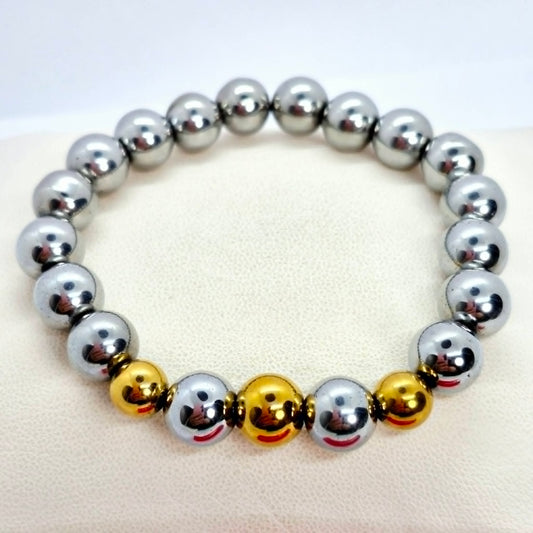 Natural Faceted Polished Hematite Bracelet with 10mm Stones