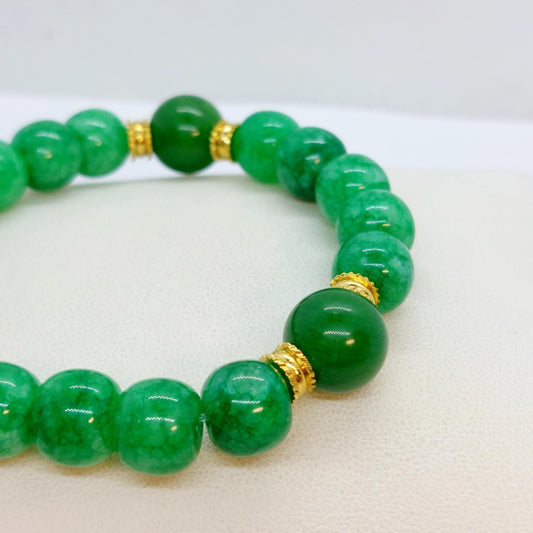 Natural Mixed Chinese and Hetian Jade Bracelet in 10-12m Stones
