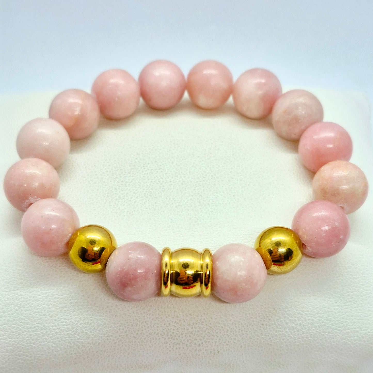 Natural Pink Opal Bracelet in 12mm Stones