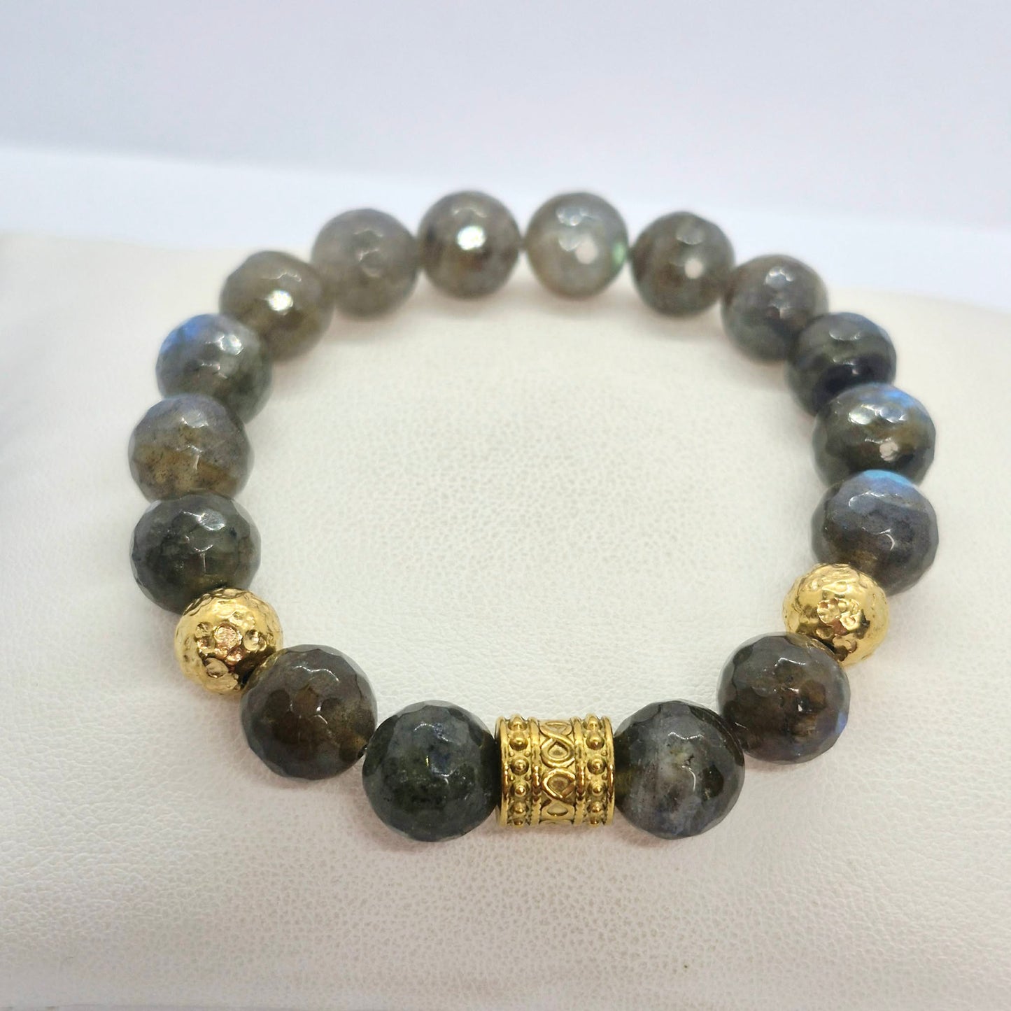 Natural Faceted Labradorite Bracelet in 10mm Stones
