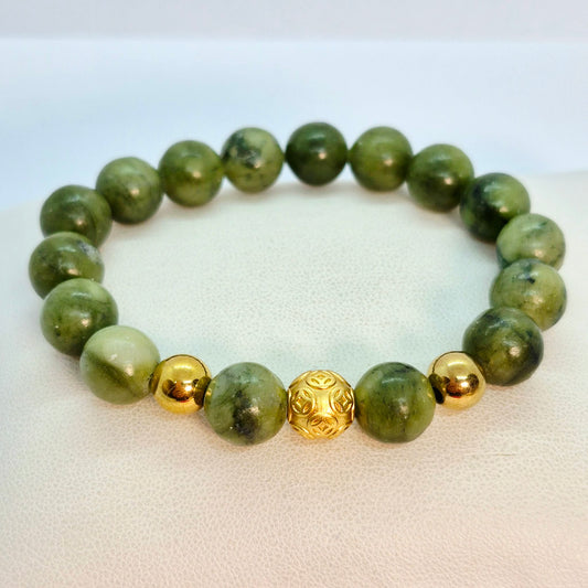 Natural Canadian Jade Bracelet in 10mm Stones