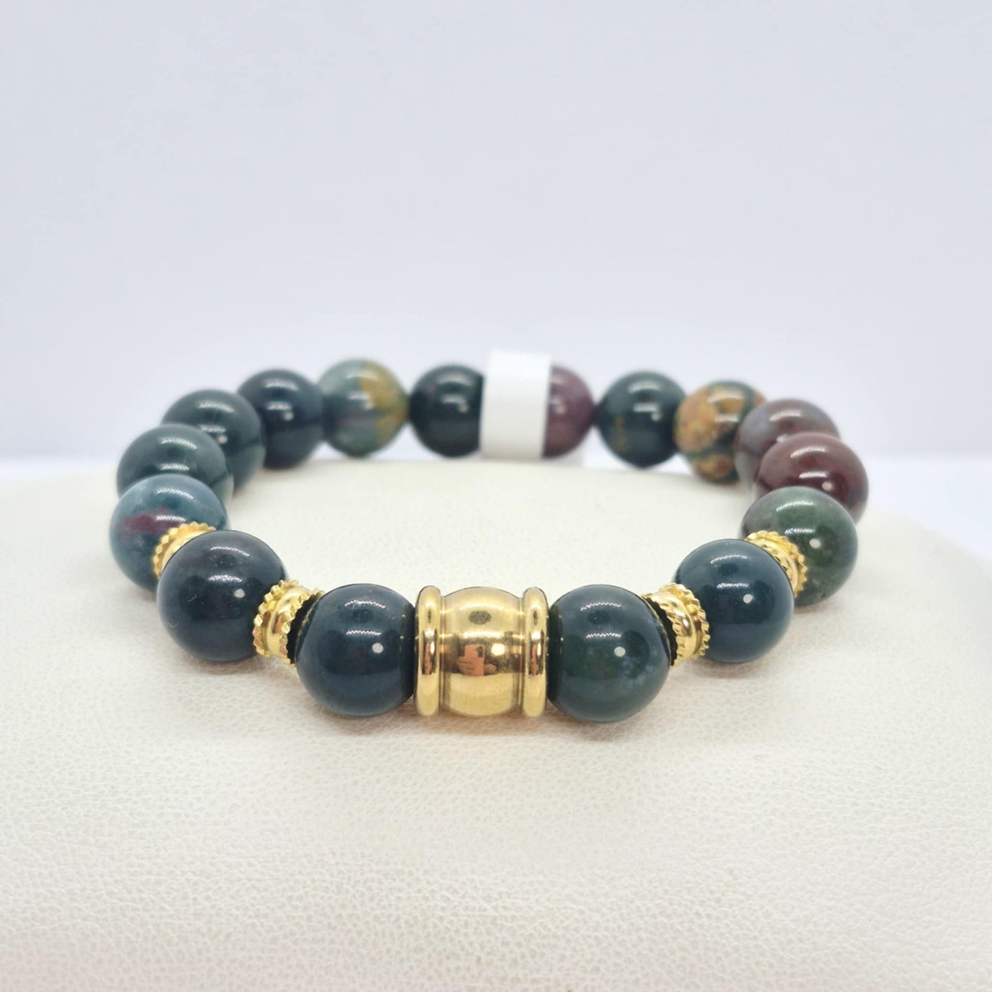 Natural African Bloodstone Bracelet in 10mm Stones