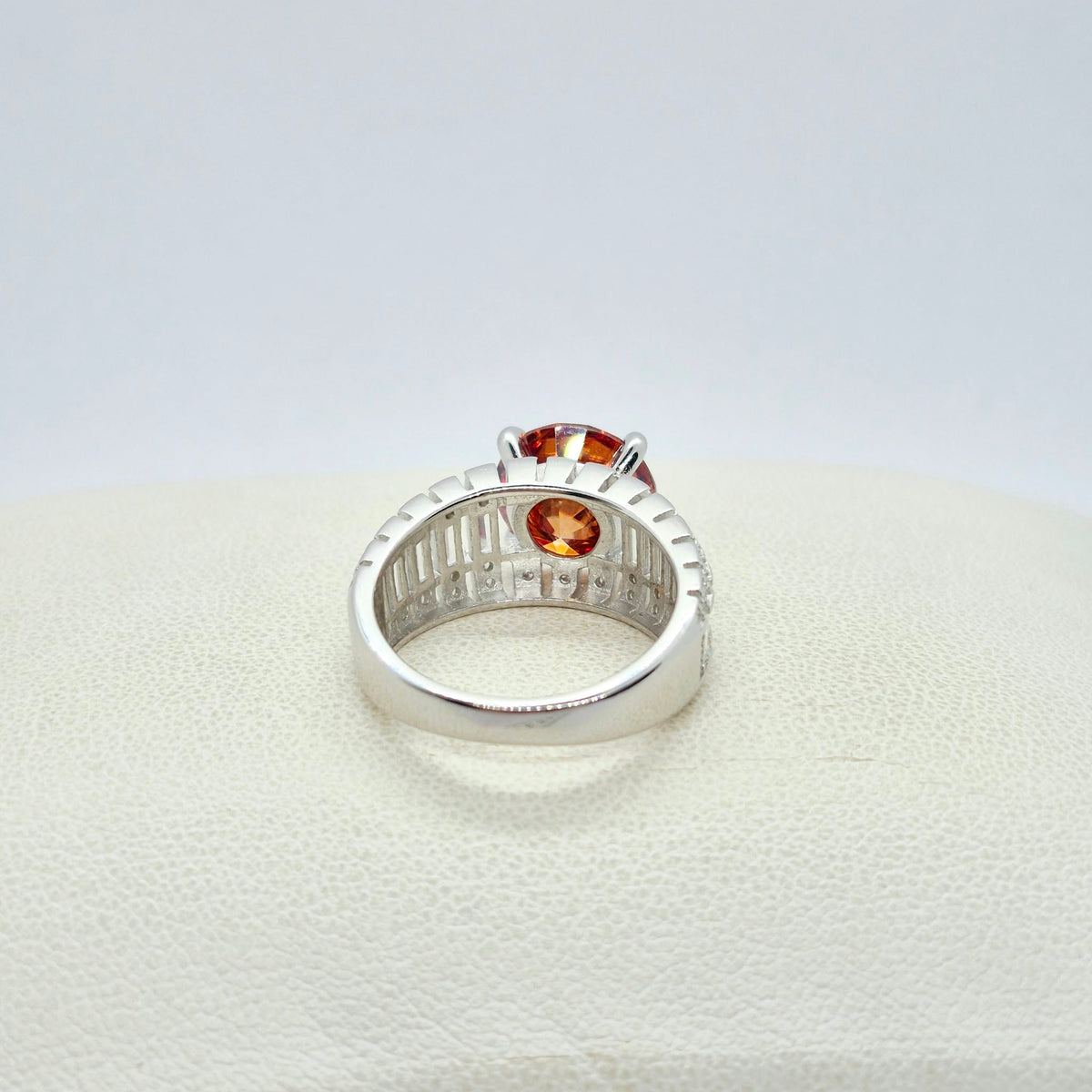 Red Moissanite 5ct Ring in Sterling Silver