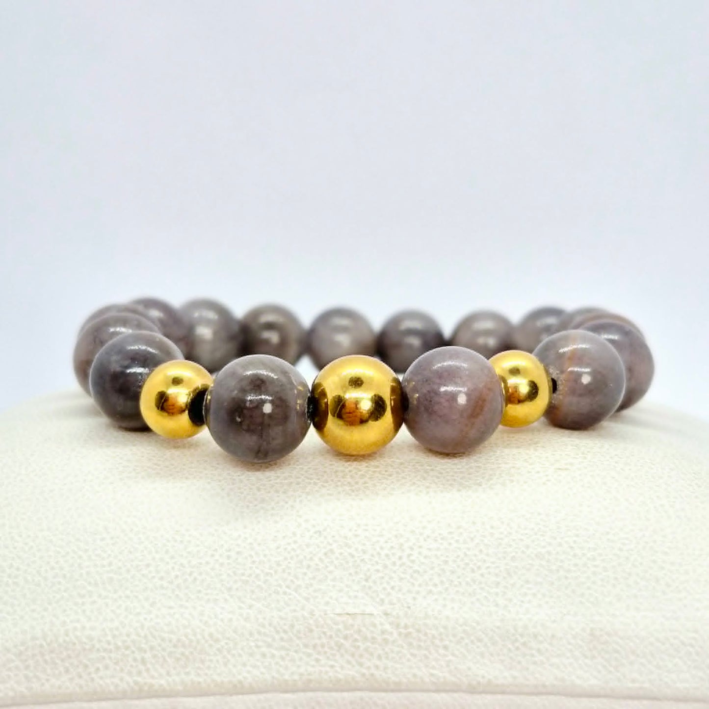 Natuurlijke Grijze Jaden Armband met 10mm Kralen