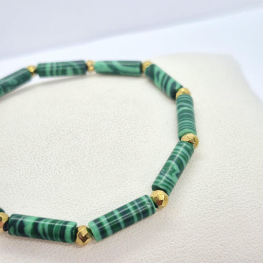 Natural Malachite Bracelet in 4x10mm Stones